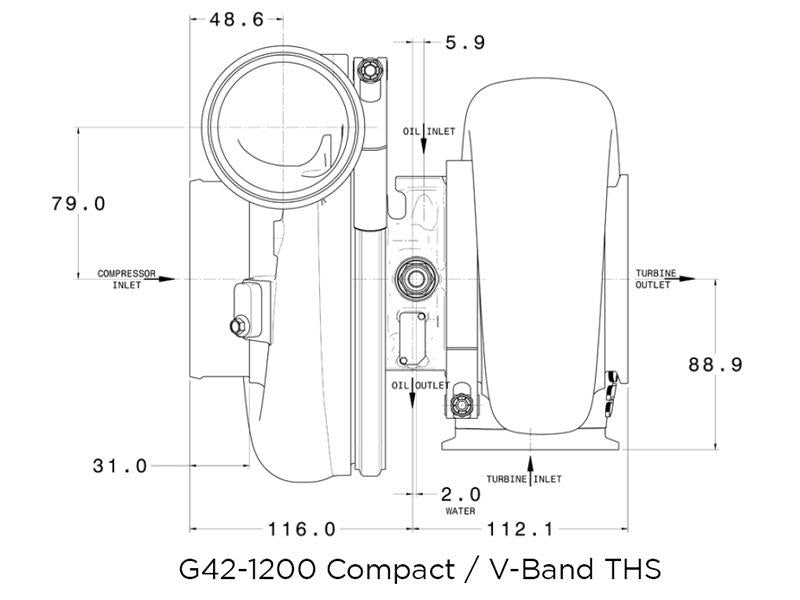 Garrett G42-1200 V-Band Inlet/Outlet 1.15a/r